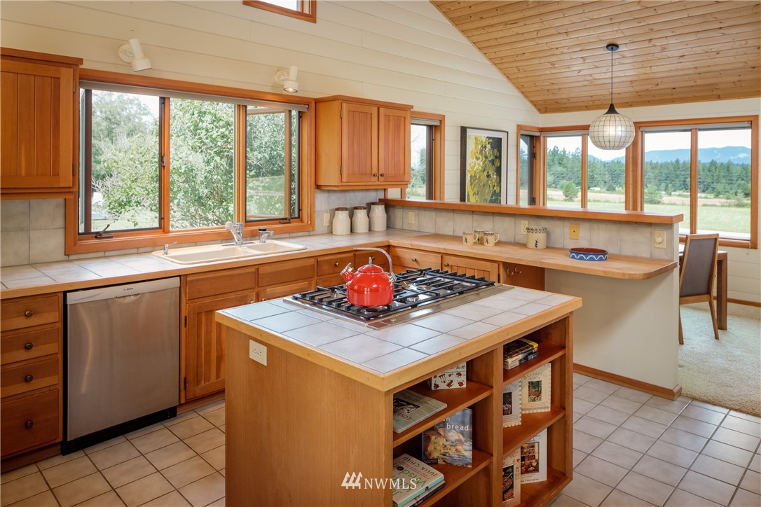 257 Cross Road Lopez Island, WA 98261 - Photo 8 of 28 a kitchen with a stove a sink a counter space and a window