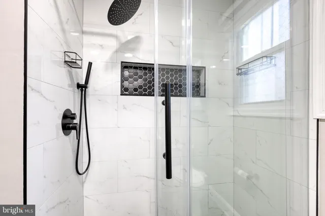 a bathroom with shower