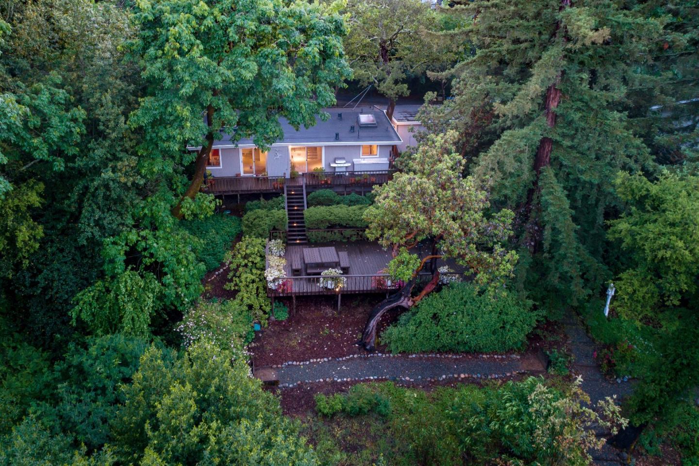 21661 Woolaroc Drive Los Gatos, CA 95033 - Photo 33 of 48 an aerial view of a house with a yard and lake view