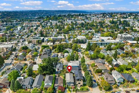 an aerial view of a house