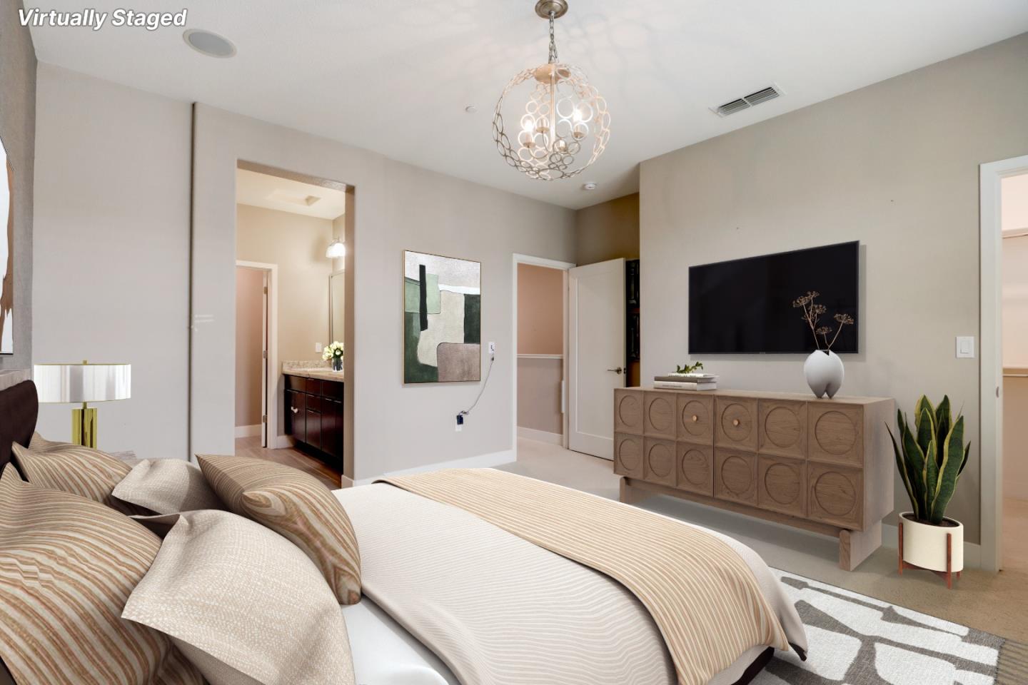 706 Ave One Drive San Jose, CA 95123 - Photo 21 of 60 a bedroom with a bed and a flat screen tv