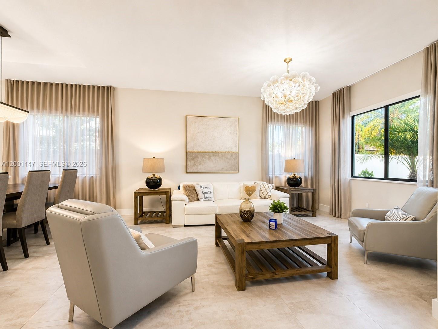 14531 Southwest 21st Street Miami, FL 33175 - Photo 6 of 25 a living room with furniture chandelier and a large window