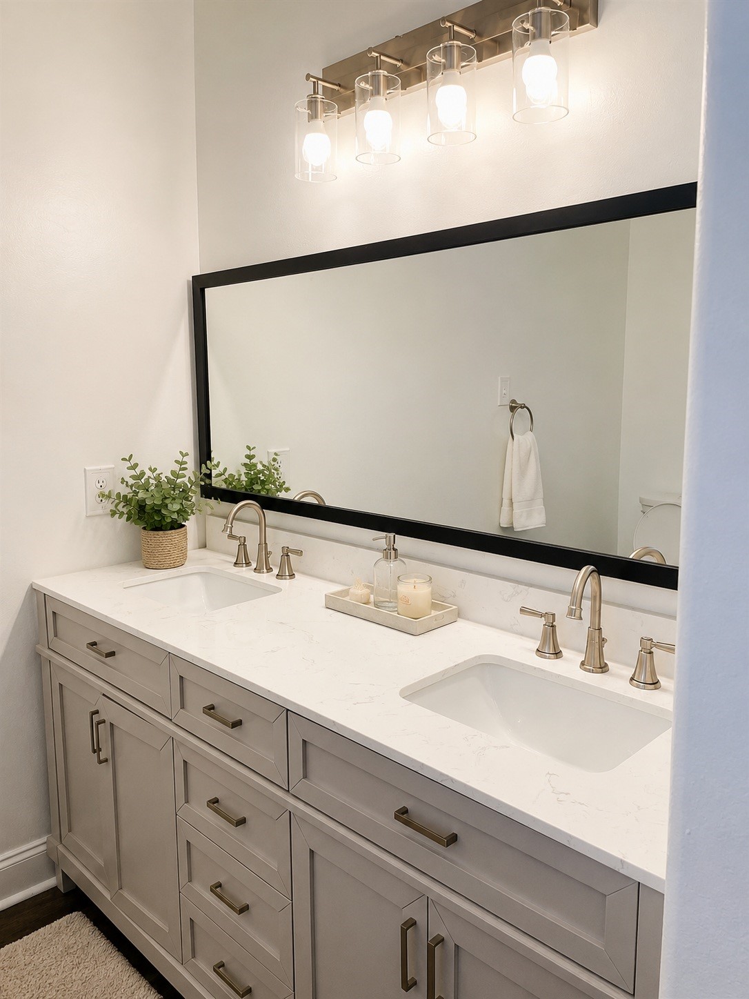 803 Brickstone Court Spring, TX 77386 - Photo 14 of 26 Updated primary ensuite with double sinks- digitally staged