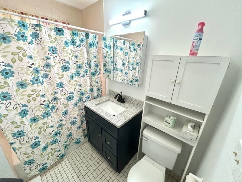 119 Bailey Road, Unit 1 Somerville, MA 02145 - Photo 22 of 25 a bathroom with a sink toilet and shower curtain