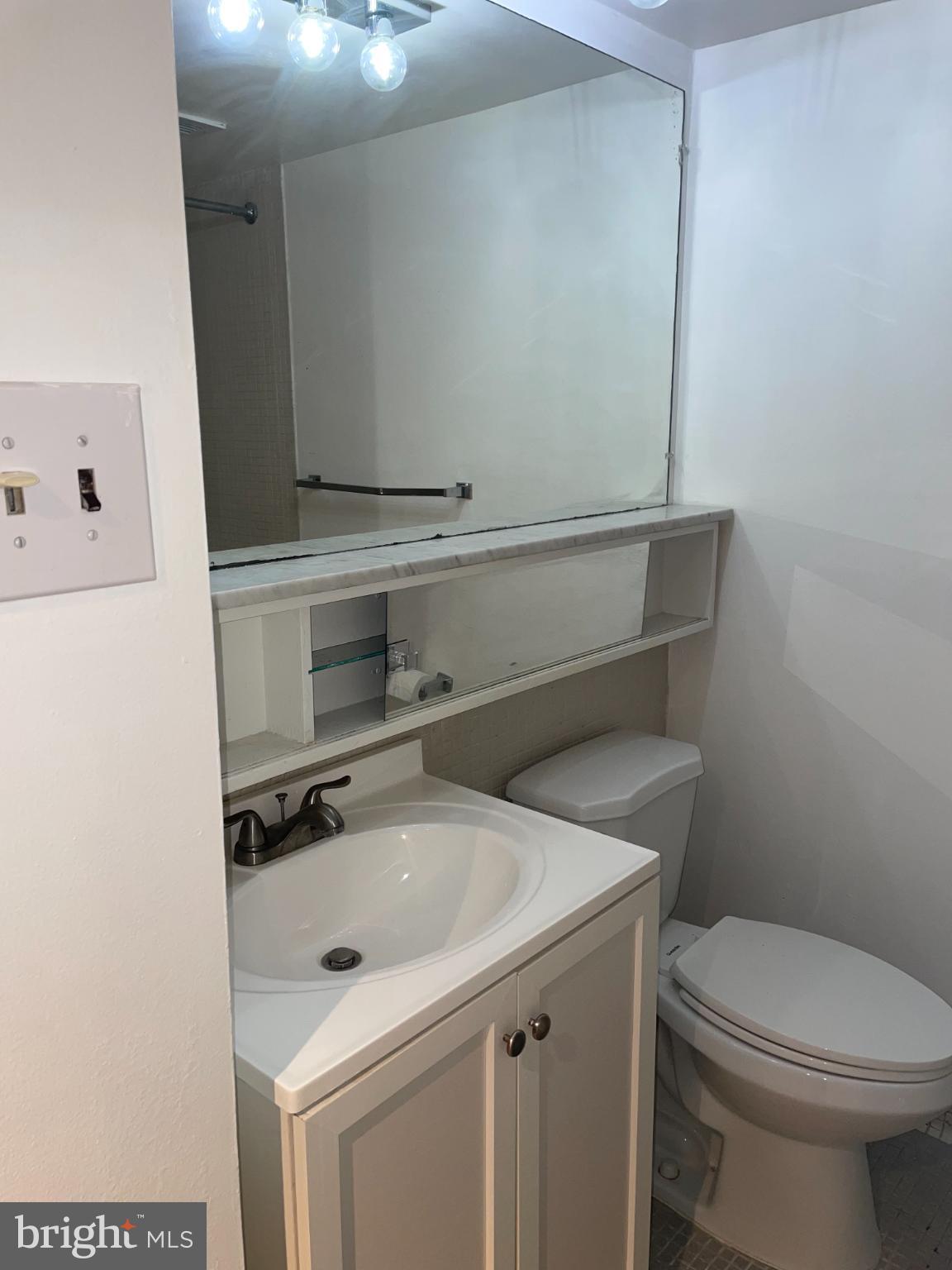 1245 4th Street Southwest, Unit E108 Washington, DC 20024 - Photo 7 of 16 a bathroom with a sink a toilet and mirror