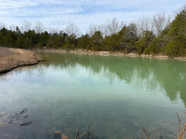 a view of a lake with houses in the back