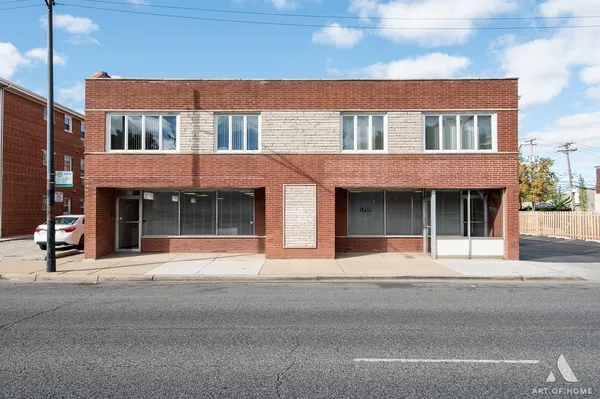 a front view of a building