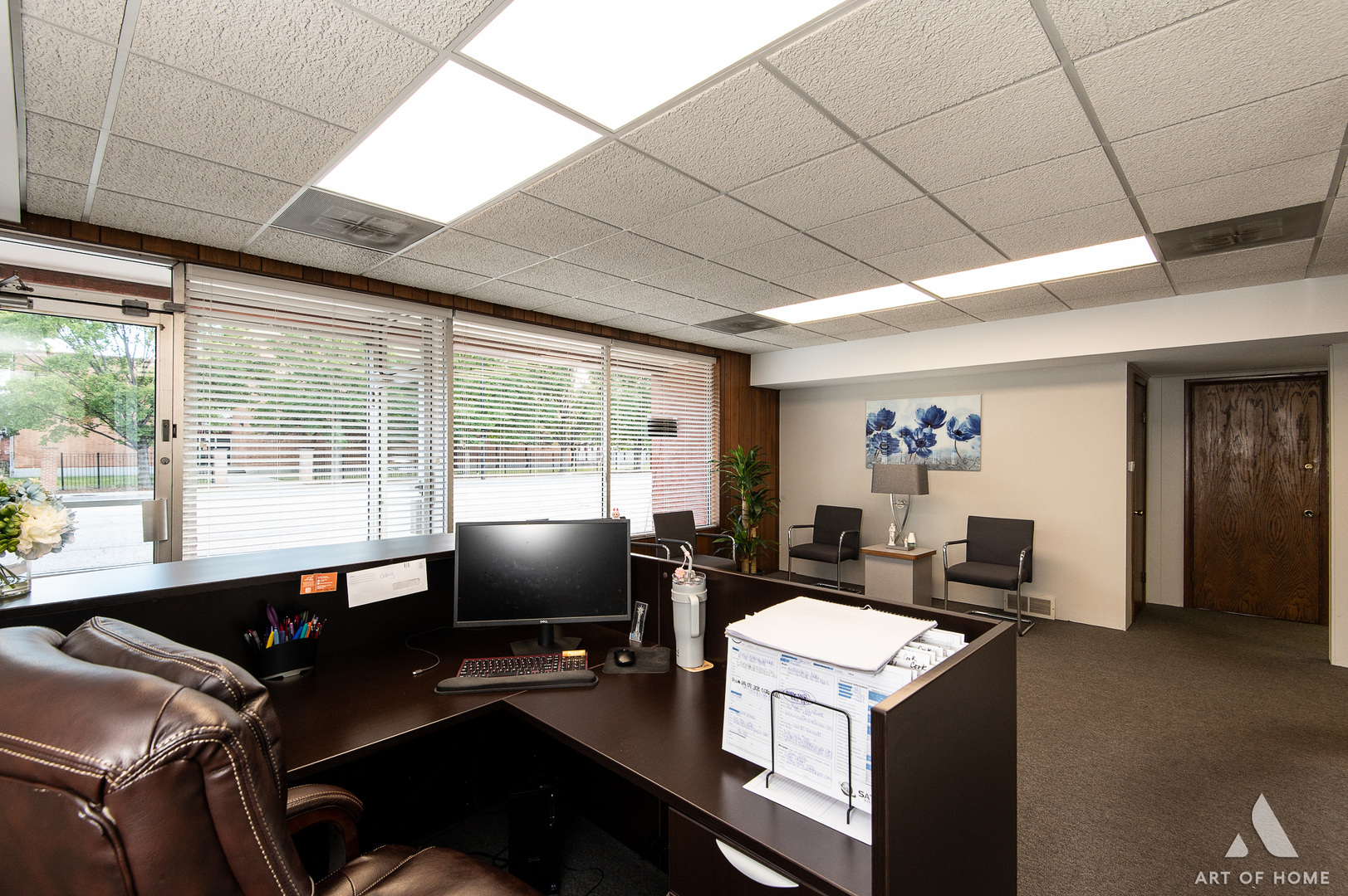 7922 South Pulaski Road Chicago, IL 60652 - Photo 22 of 96 a living room with furniture a flat screen tv and a floor to ceiling window