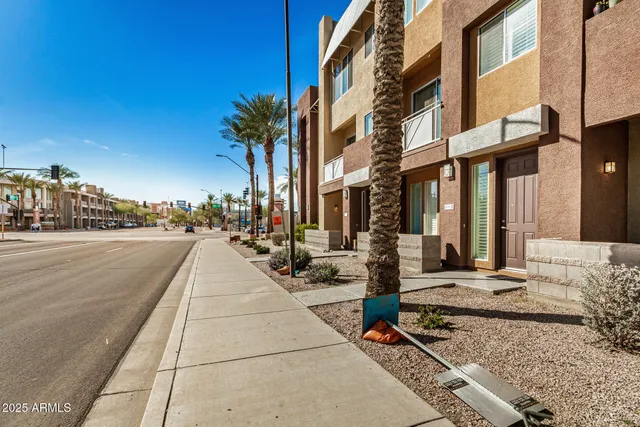 a view of a building with a street
