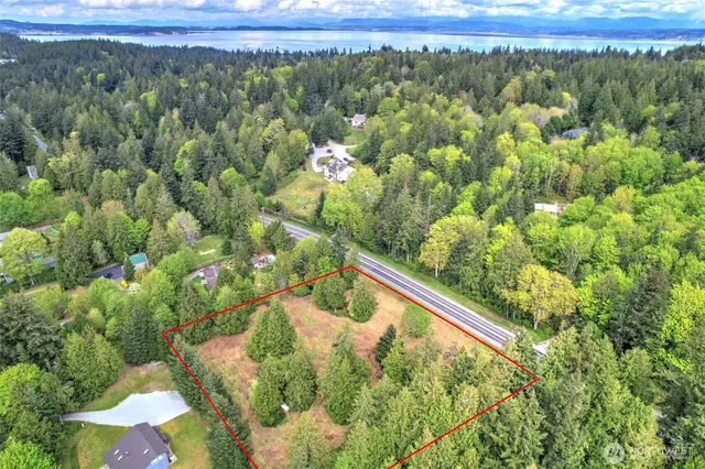 a view of a garden with a lake view