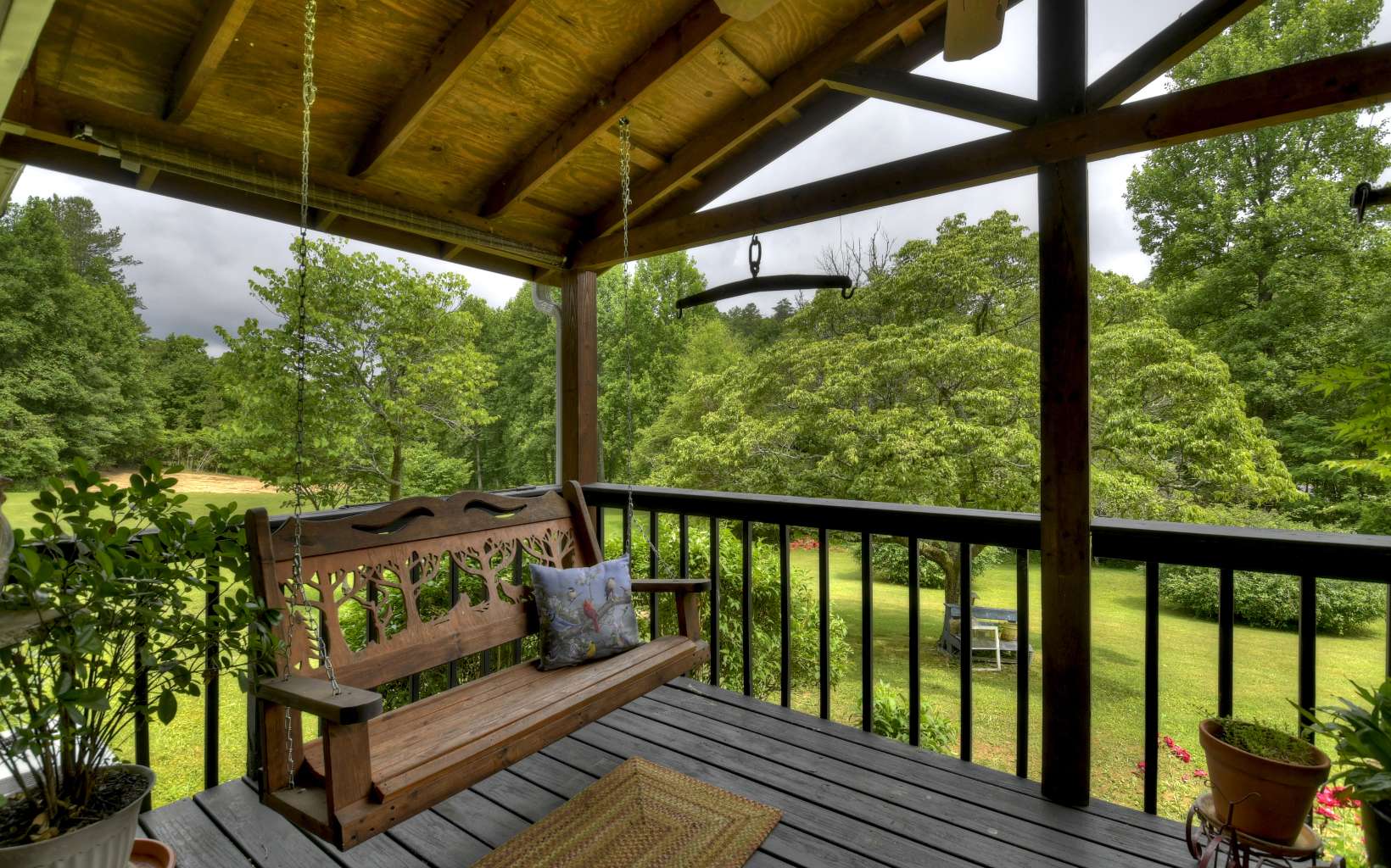 920 Tennis Court Road Blue Ridge, GA 30513 - Photo 28 of 56 a view of a wooden deck with furniture
