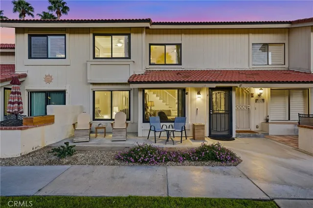 a front view of a house having patio