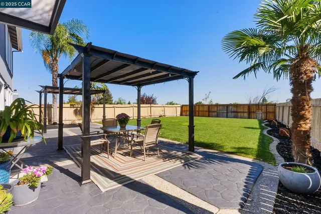a view of a backyard with a patio