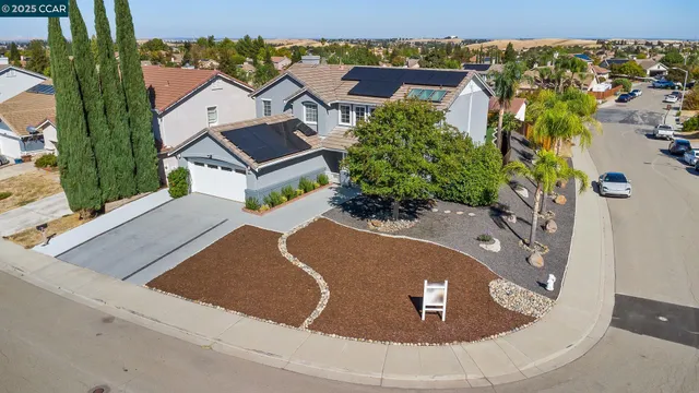 an aerial view of a house
