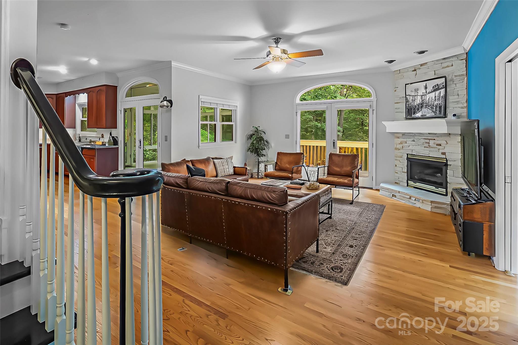 506 Kings Ridge Asheville, NC 28804 - Photo 6 of 44 a living room with furniture fireplace and a large window