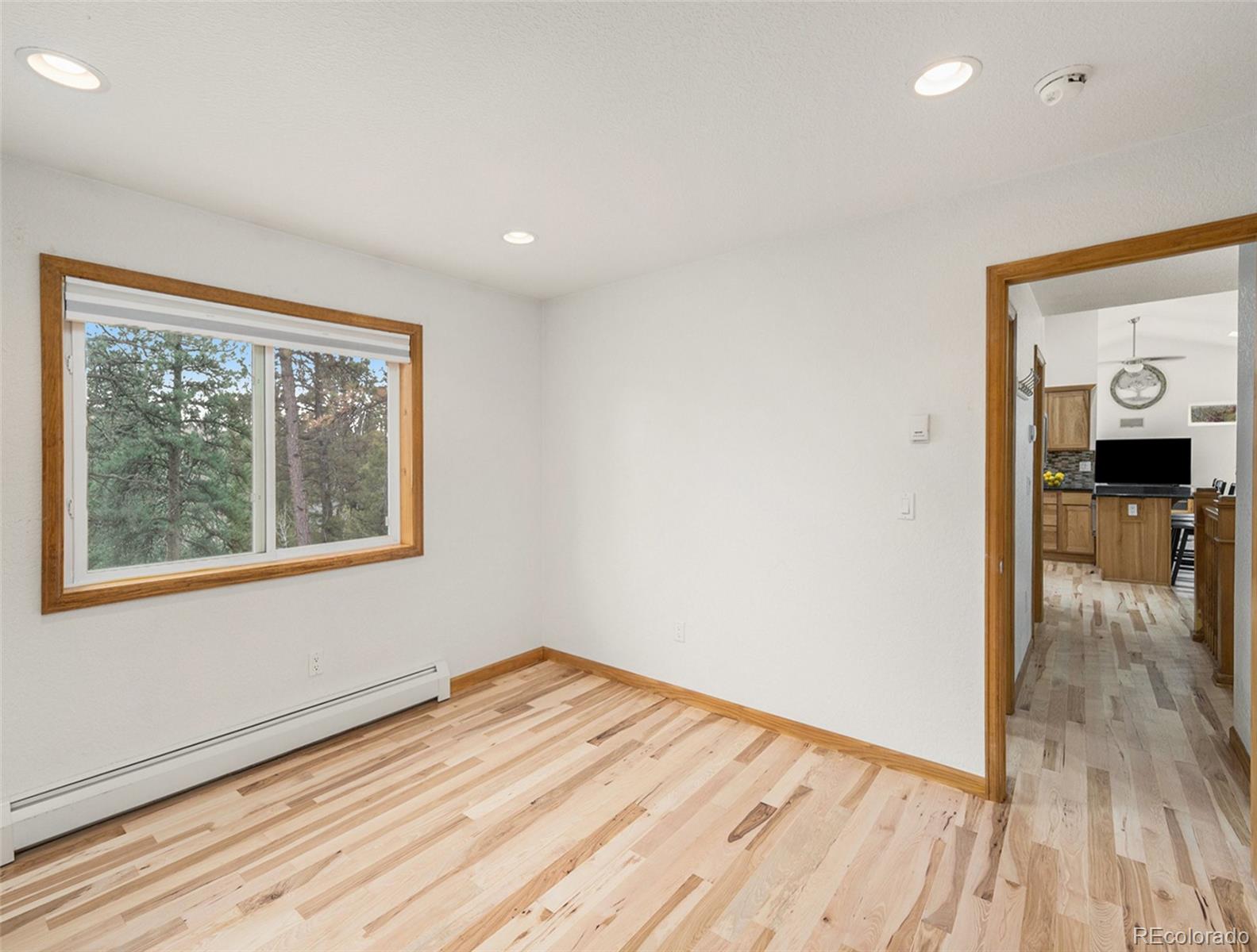 11748 Apache Trail Conifer, CO 80433 - Photo 19 of 34 a view of empty room with wooden floor and fan