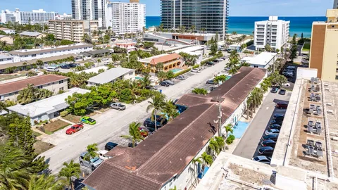 a city view with tall buildings
