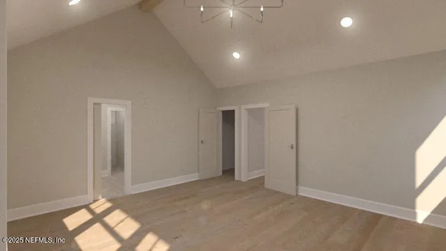 a room with table and closet