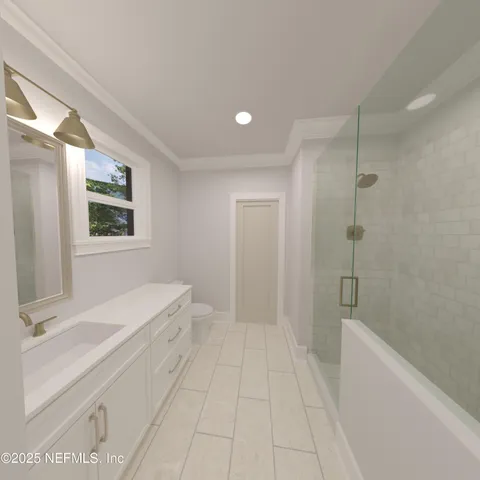 a bathroom with a bathtub and a sink