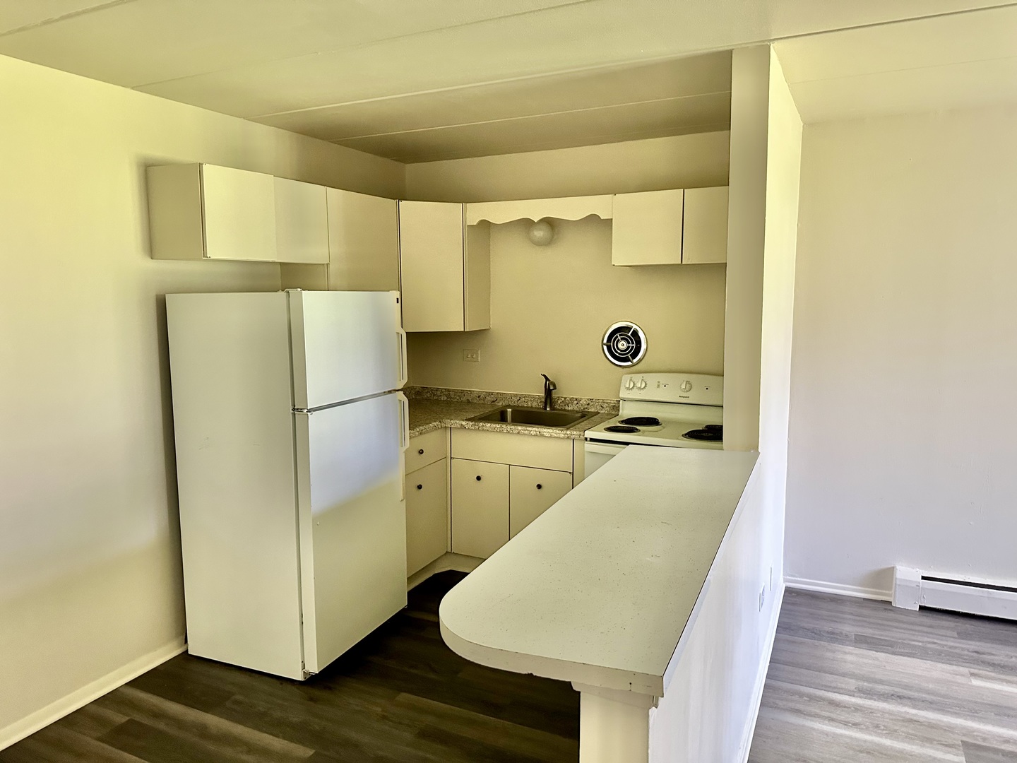 250 North Entrance Avenue, Unit 4A Kankakee, IL 60901 - Photo 3 of 6 a kitchen with a refrigerator a stove top oven a sink and dishwasher