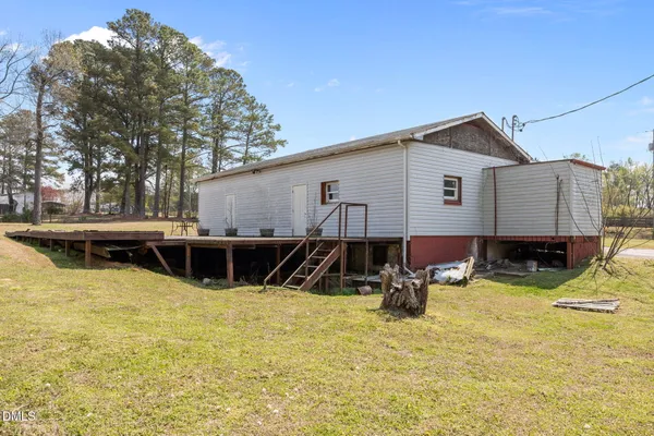 a view of a lake with couches