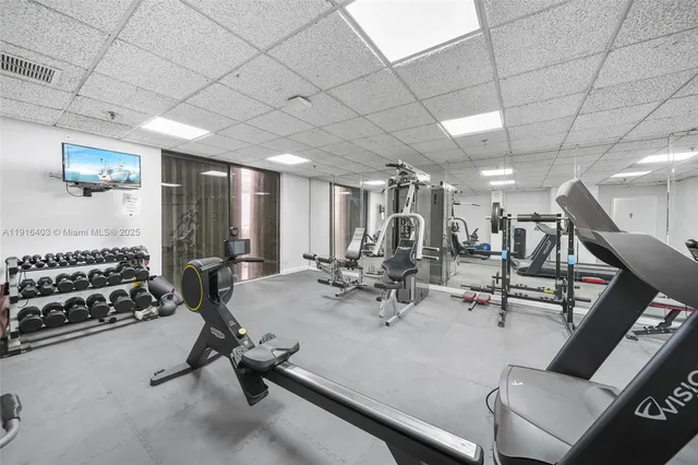 a view of a room with gym equipment