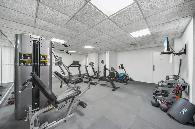 a view of a room with gym equipment