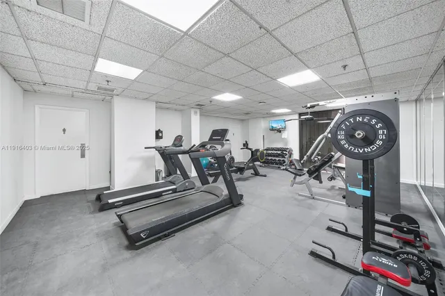 a view of a room with gym equipment