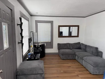 a living room with furniture and a couch