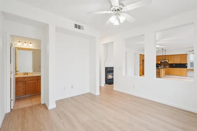 a view of an empty walk in closet