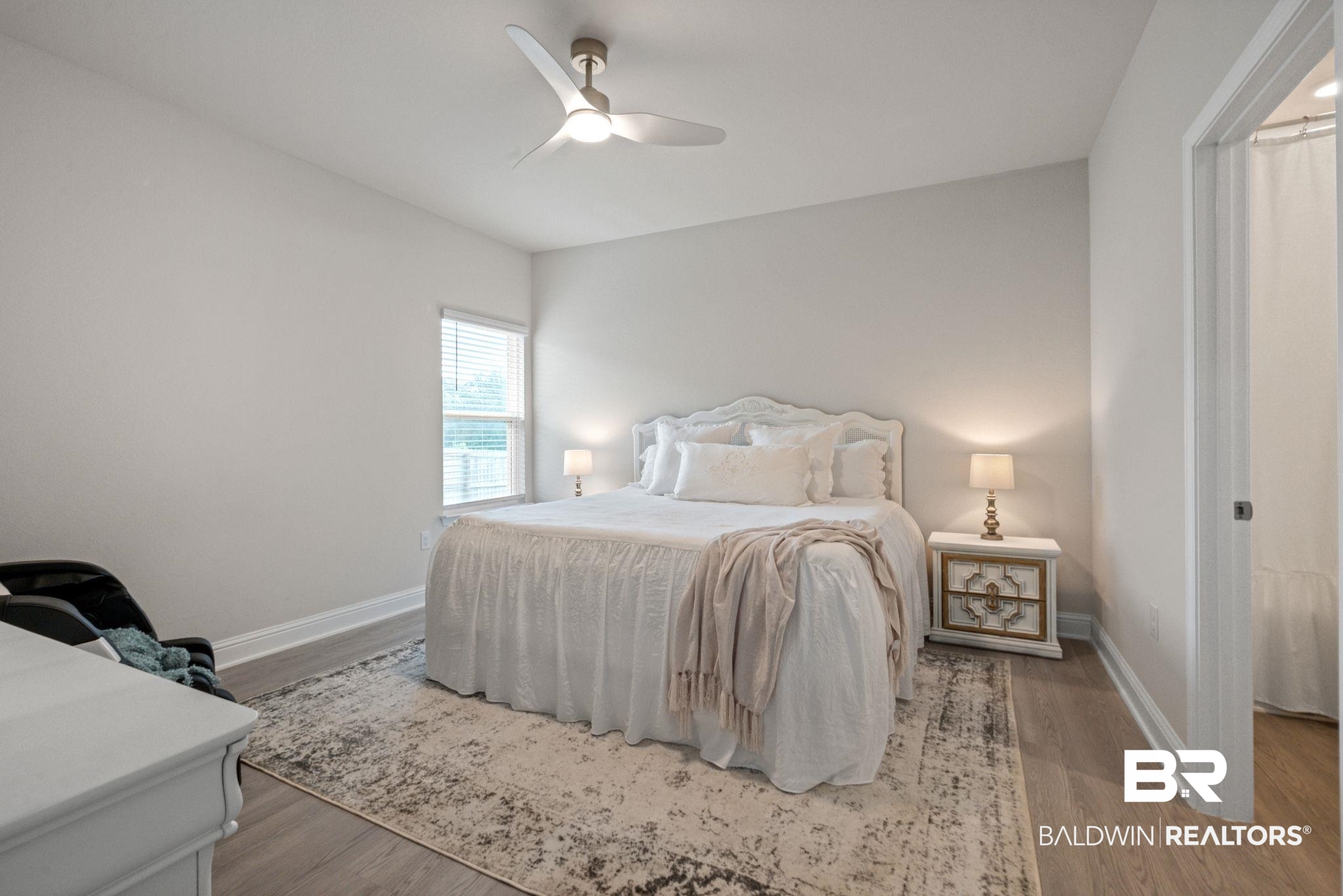 681 Calibre Street Fairhope, AL 36532 - Photo 42 of 56 Bedroom with ceiling fan and light hardwood / wood-style floors