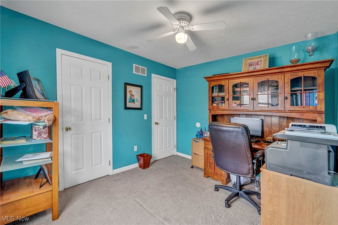 3887 Reeves Lane Medina, OH 44256 - Photo 27 of 42 Carpeted office space with ceiling fan