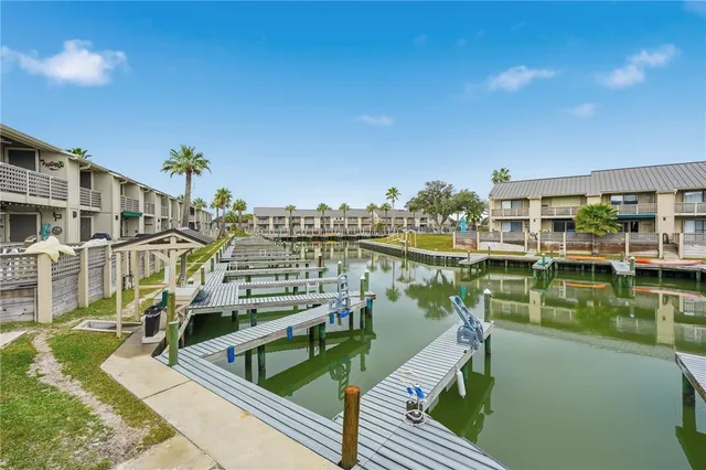 a view of a lake with a terrace