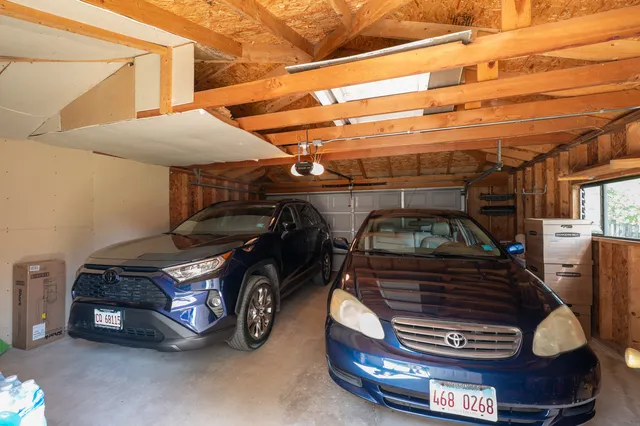 a car parked in a garage