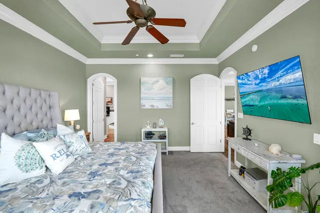 a spacious bathroom with a double vanity sink and a mirror