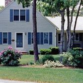 a view of a house with a garden and plants