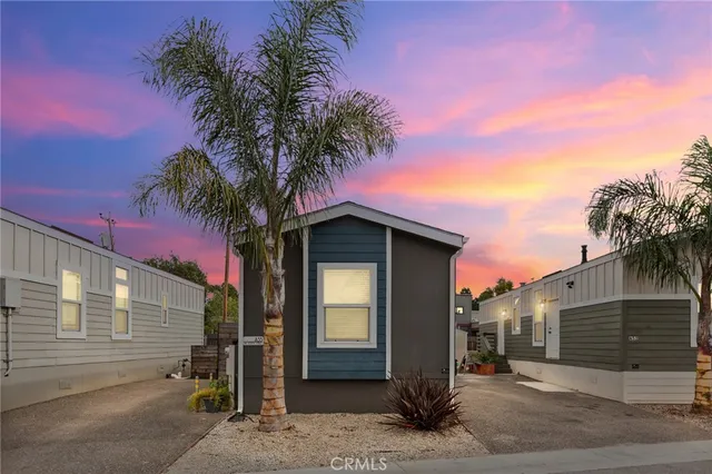 a house with palm tree in front of it