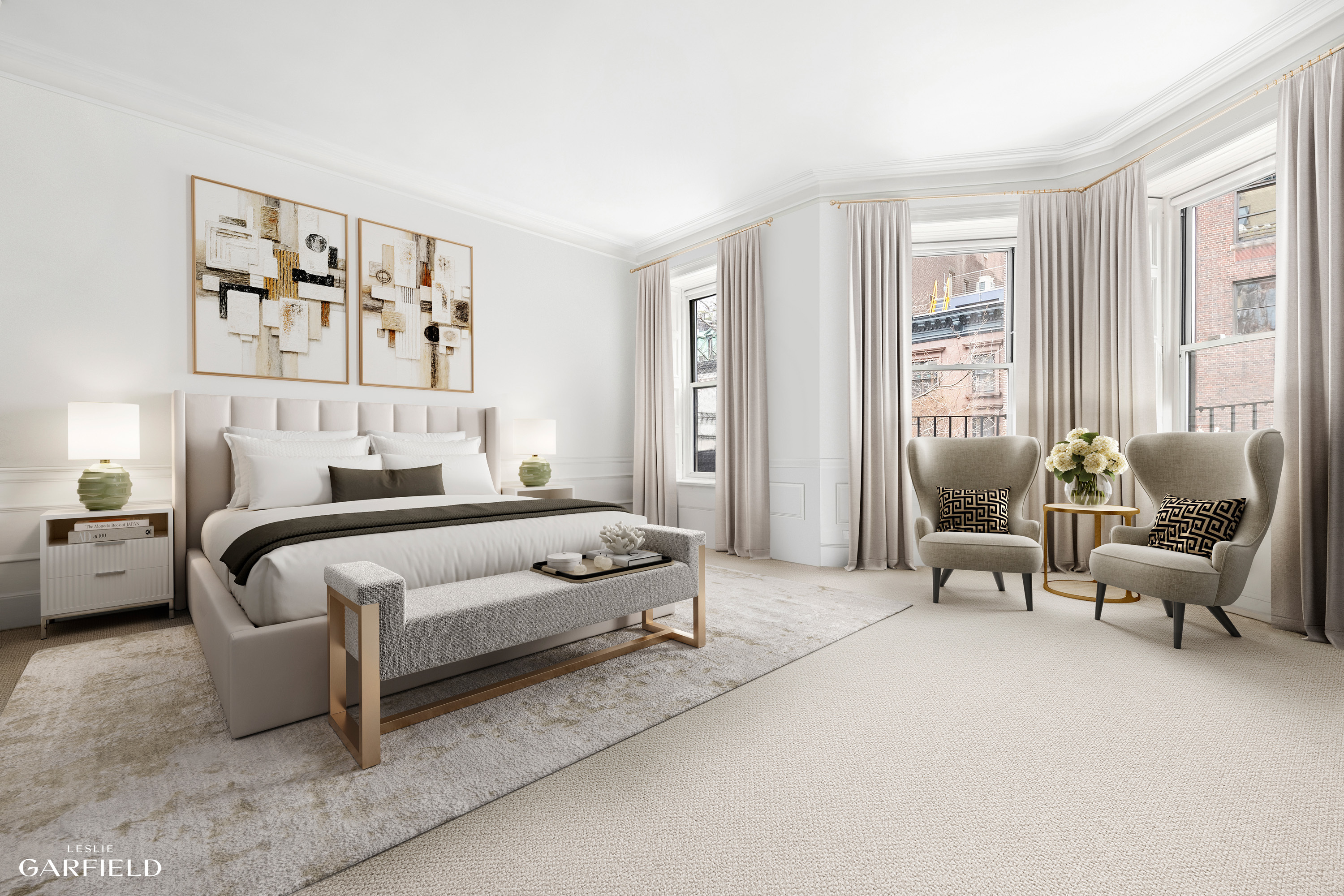 159 East 71st Street Manhattan, NY 10021 - Photo 9 of 14 a bedroom with furniture and a large window