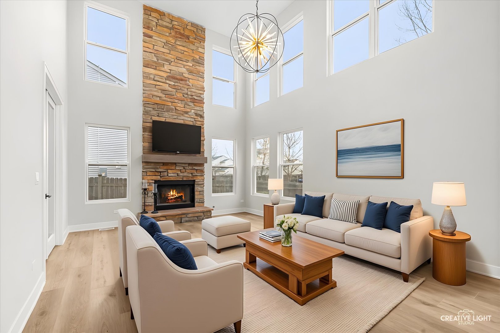1472 Misty Lane Bolingbrook, IL 60490 - Photo 14 of 40 a living room with furniture a fireplace and a flat screen tv