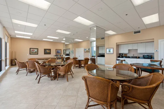 a view of a dining area with furniture