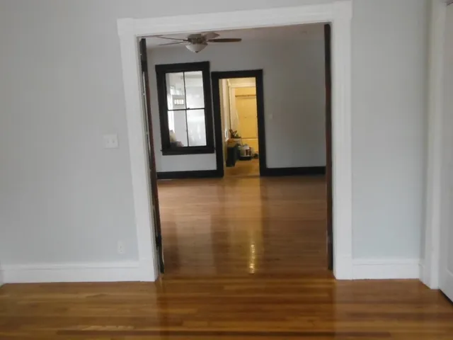 an empty room with windows