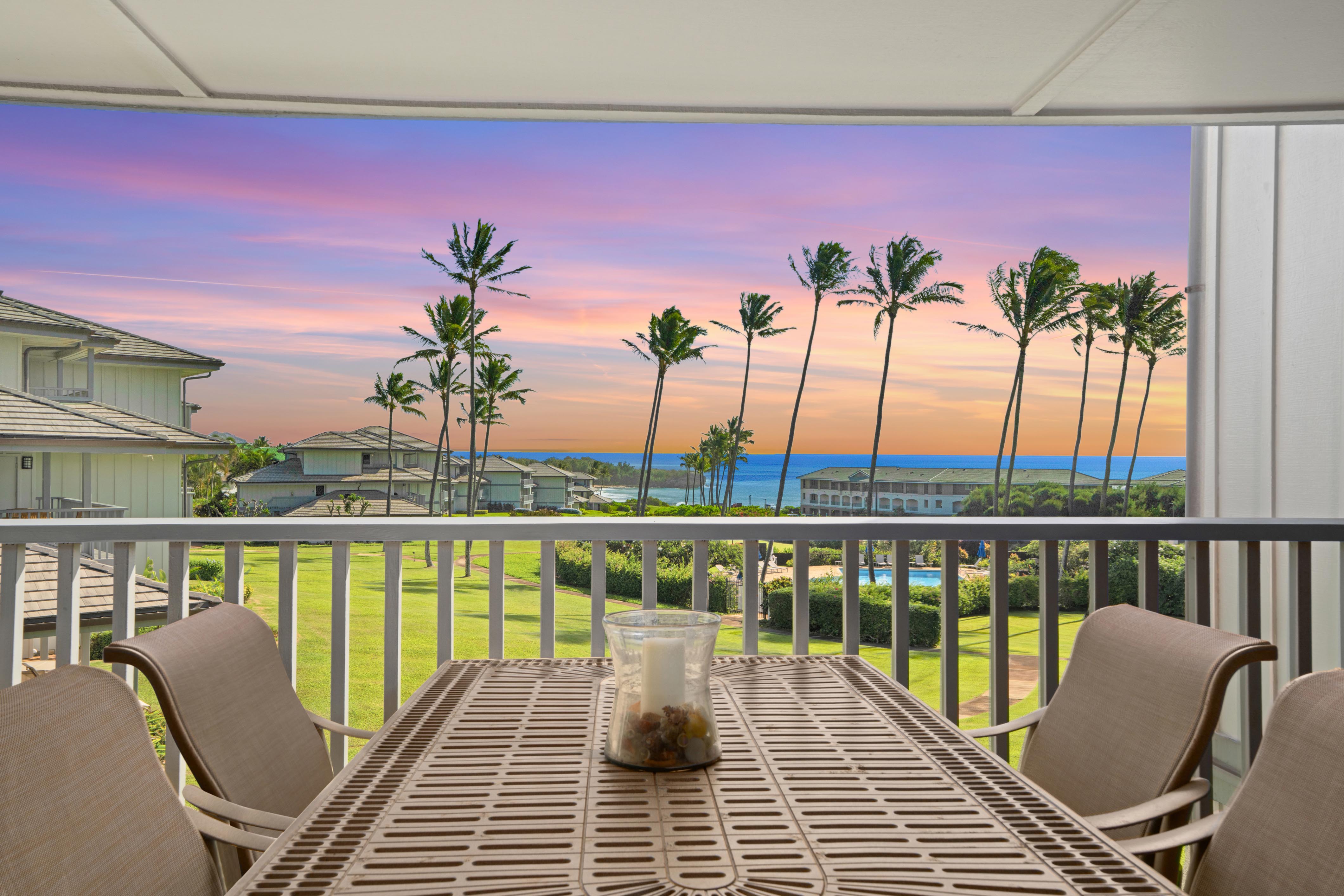 a view of roof deck with seating space and potted plants