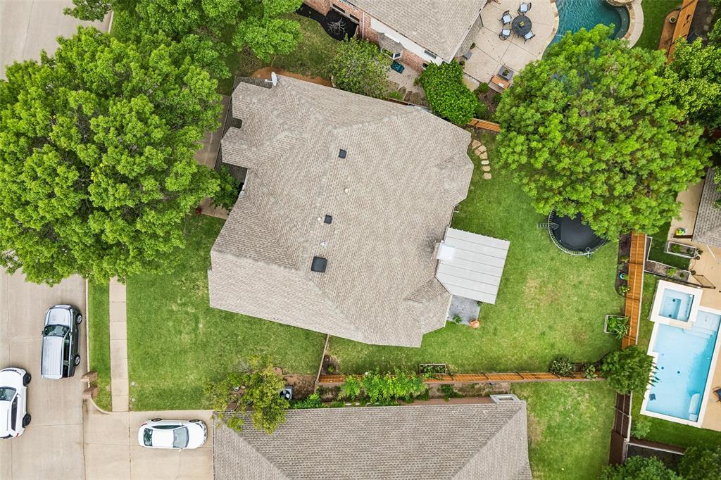 5511 South Briar Ridge Circle McKinney, TX 75072 - Photo 28 of 35 an aerial view of residential house with outdoor space and trees all around