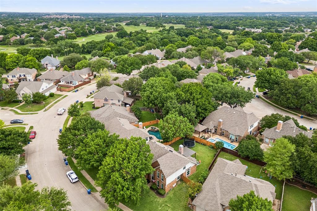 5511 South Briar Ridge Circle McKinney, TX 75072 - Photo 29 of 35 an aerial view of residential houses with outdoor space and trees