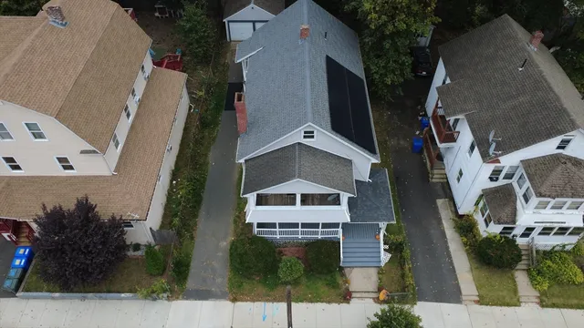 an aerial view of a house