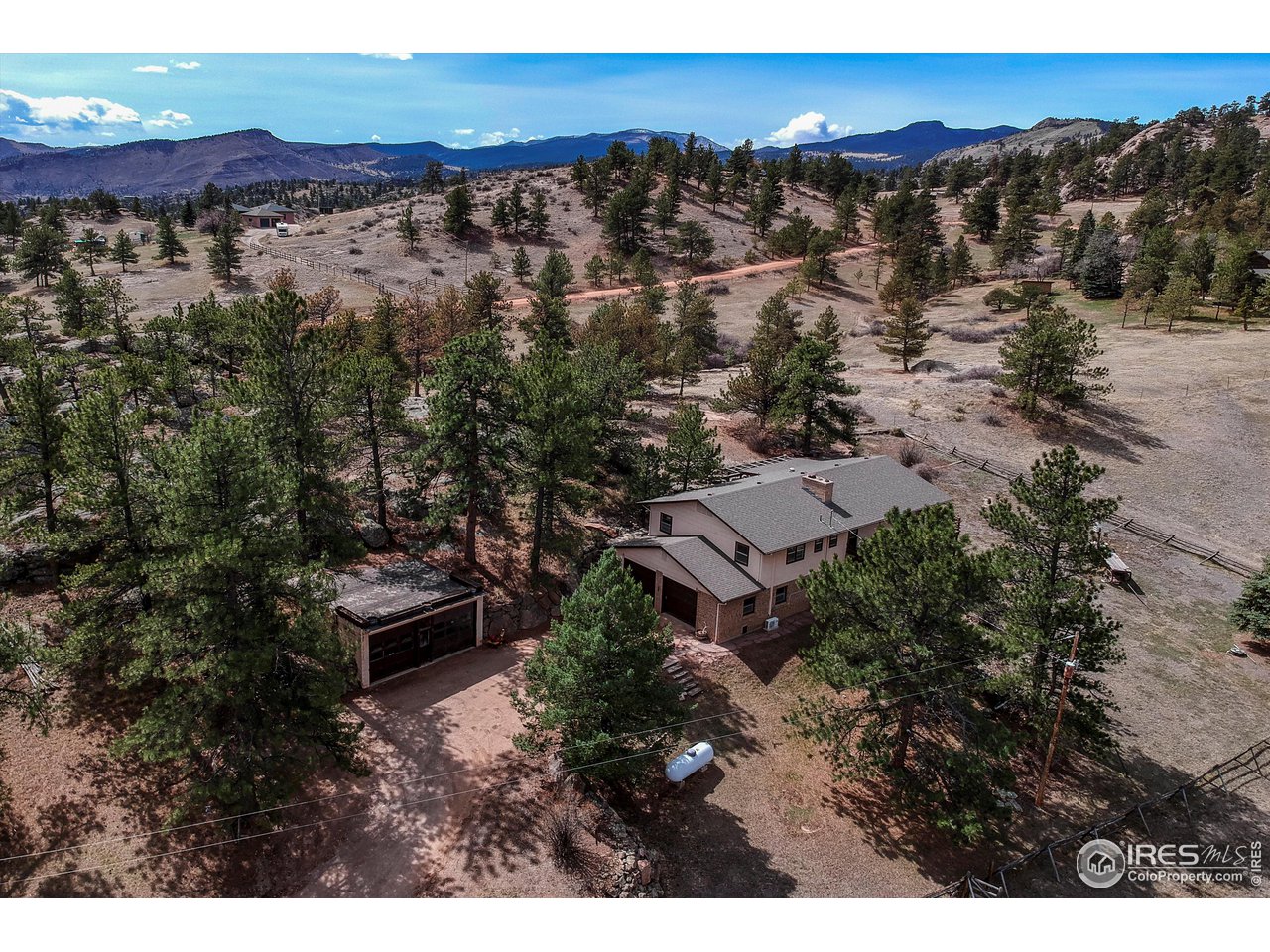 135 Lake Drive Lyons, CO 80540 - Photo 34 of 39 an aerial view of residential house with outdoor space