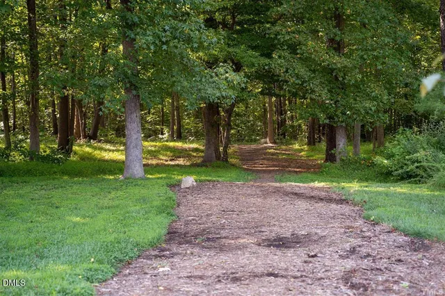 an aerial view of a pool