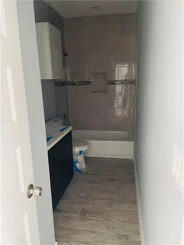 a bathroom with a bathtub