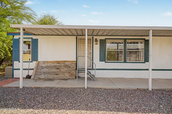 a view of a house with a patio