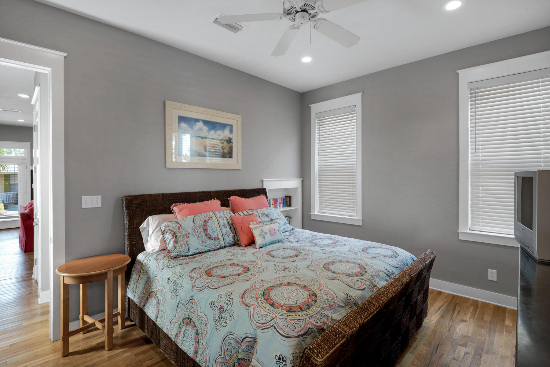 41 East Blue Crab Loop Inlet Beach, FL 32461 - Photo 26 of 63 a bedroom with a bed and wooden floor